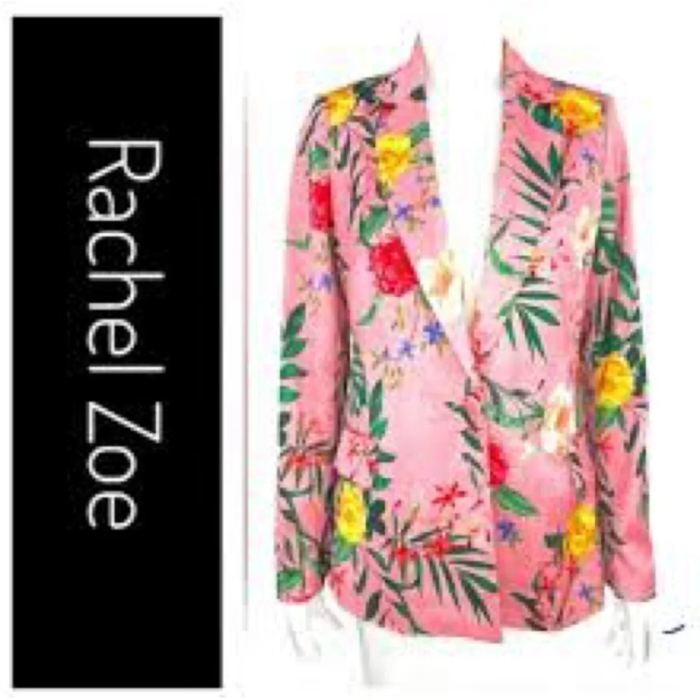 Rachel Zoe Pink and Red Blazer with Tropical Floral Print - Picture 3 of 10